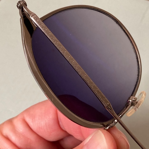 Sama Titanium Sunglasses Silvertone Frame Round Lenses Grey Excellent Condition main image 6